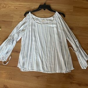 Open shoulder white blouse!